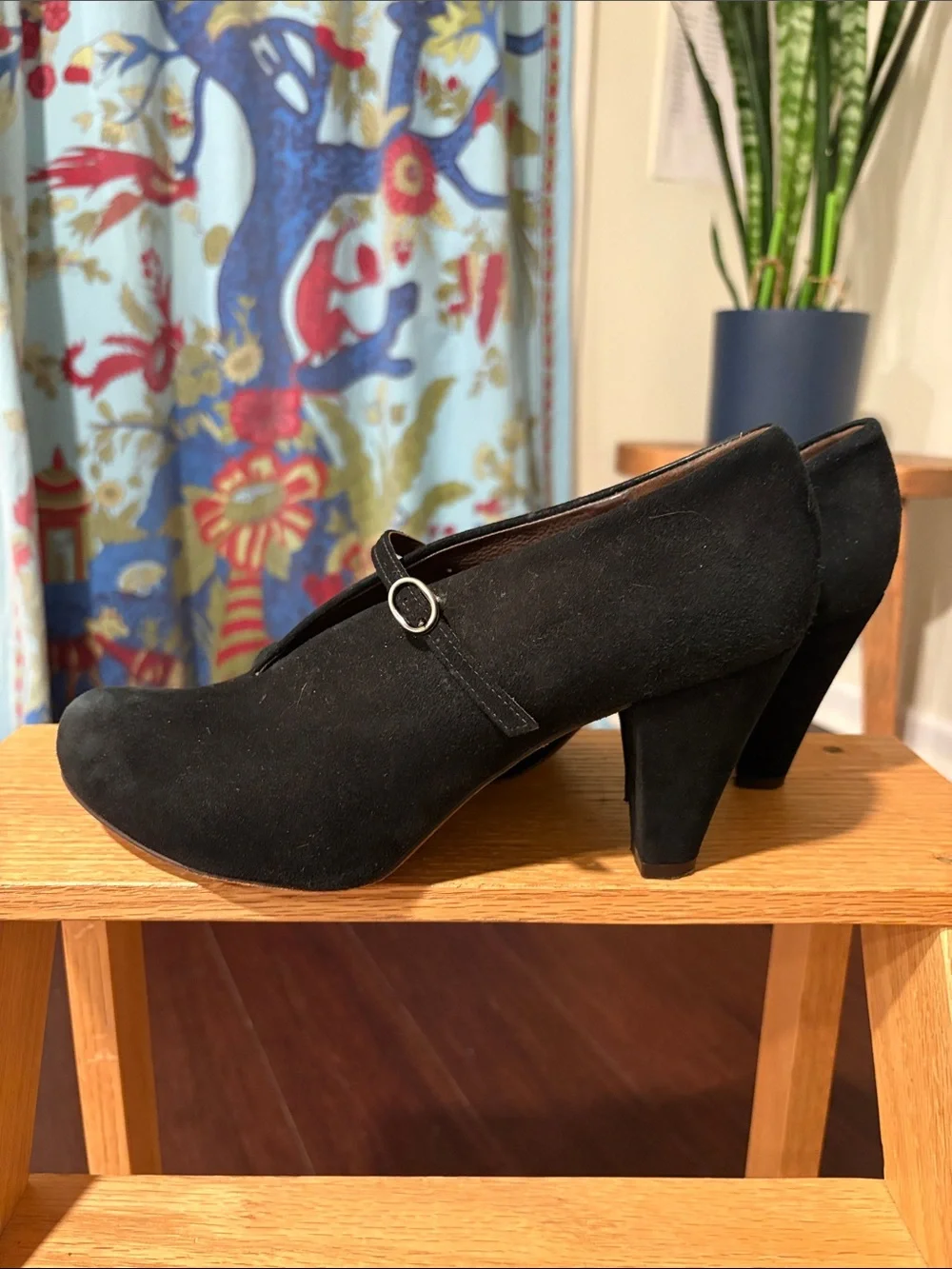 COCLICO Black Suede Mary Jane Heels